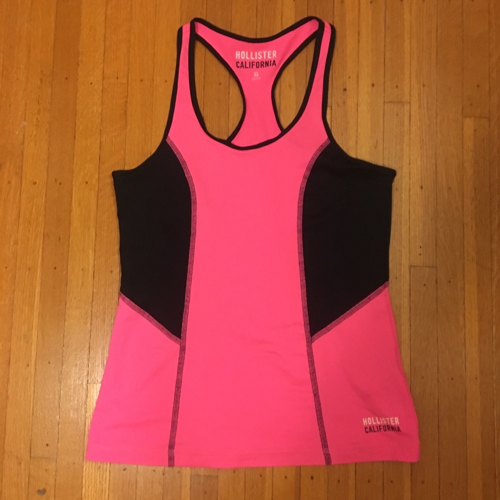 Neon Pink and Navy Hollister Activewear Tanktop